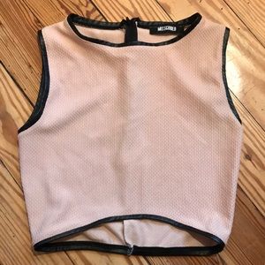 Cropped Missguided tank top with leather detail